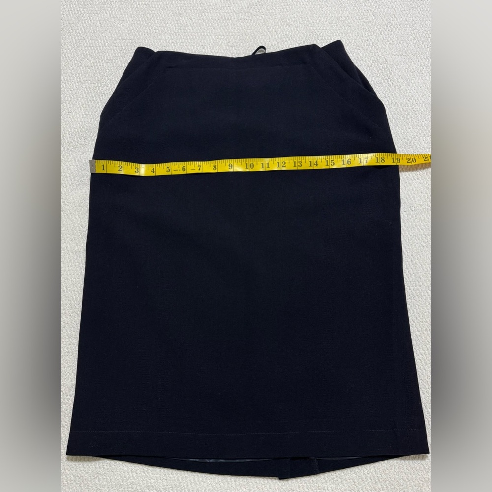 Lauren Ralph Lauren Size 8P Navy Blue Worsted Wool Midi Pencil Skirt Pockets - Picture 4 of 12
